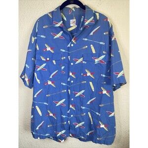 Merona Sport Paddle Board Oars Row Surf Snap Shirt 80s 90s L vintage lake beach